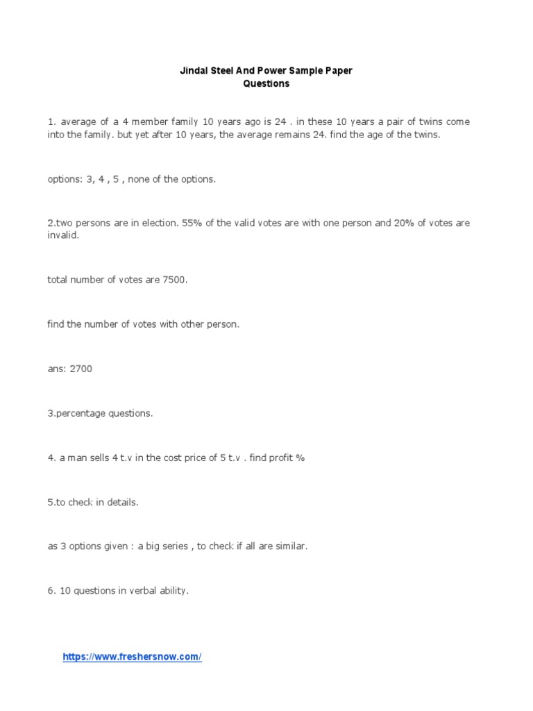 Jindal Sample Paper | PDF