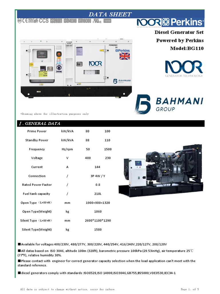 BG110 100kva | PDF