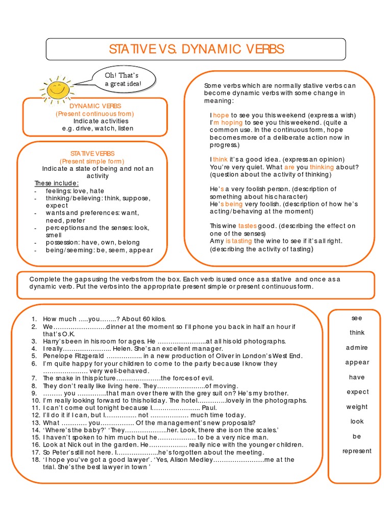 Understanding Stative and Dynamic Verbs | PDF | Grammar | Linguistics