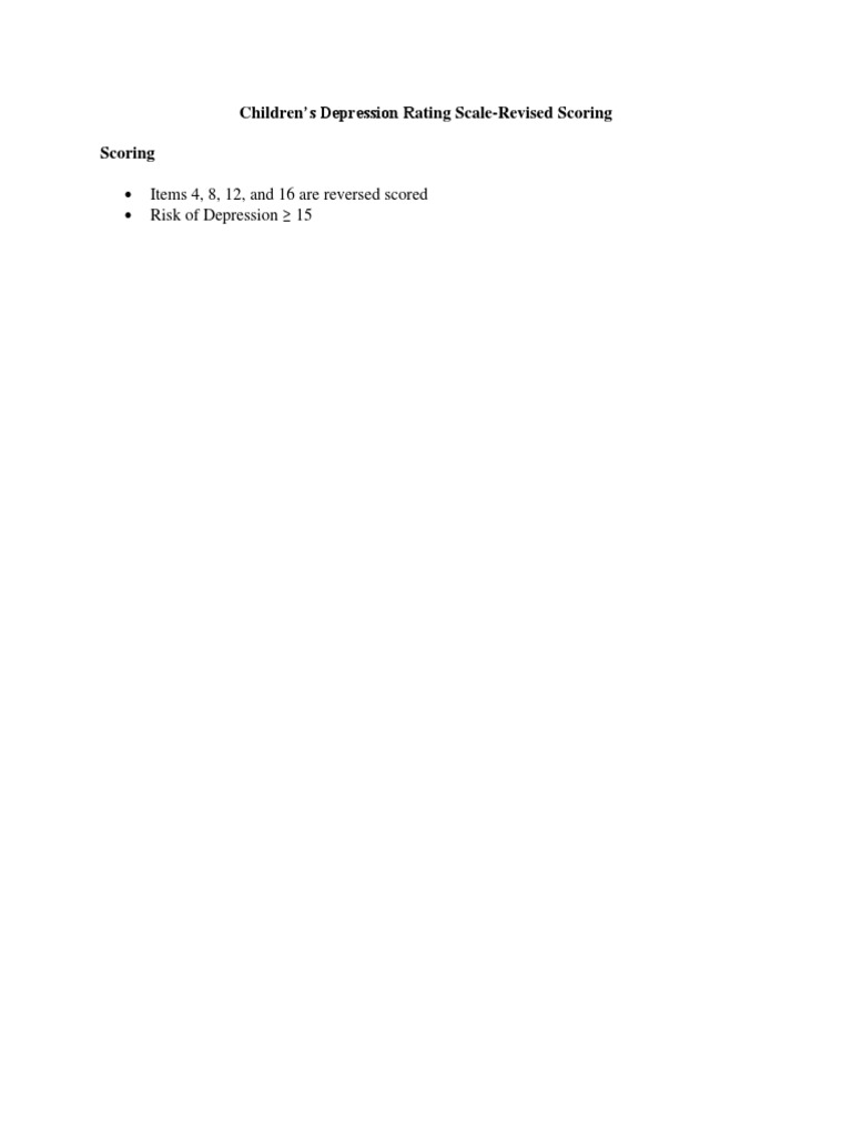 Children's Depression Scale Guide | PDF
