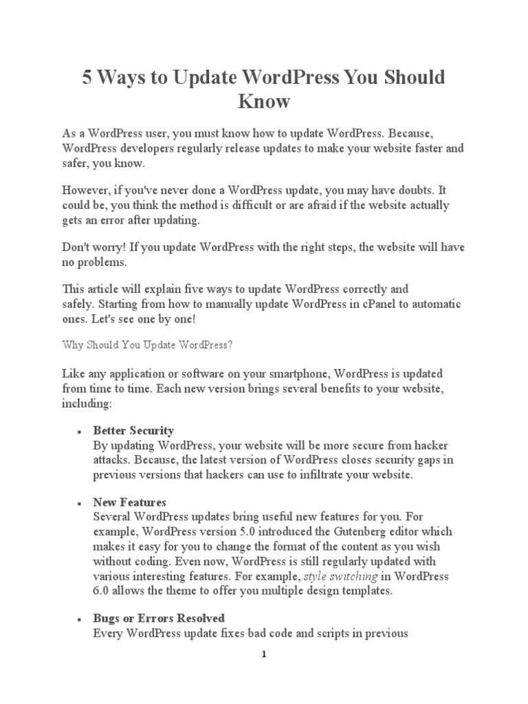 5 ways to update wordpress you should know pdf