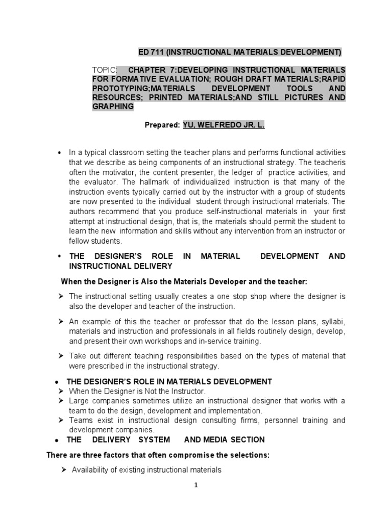 Yu, Welfredo Jr.Ed 711 (Instructional Materials Development) PDF
