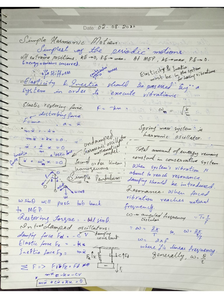 Mechanical Vibrations (Rough Notes) | PDF