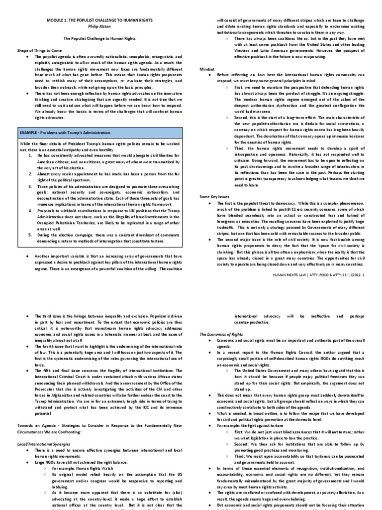 1 Module 1 - The Populist Challenge To Human Rights | PDF | Human ...