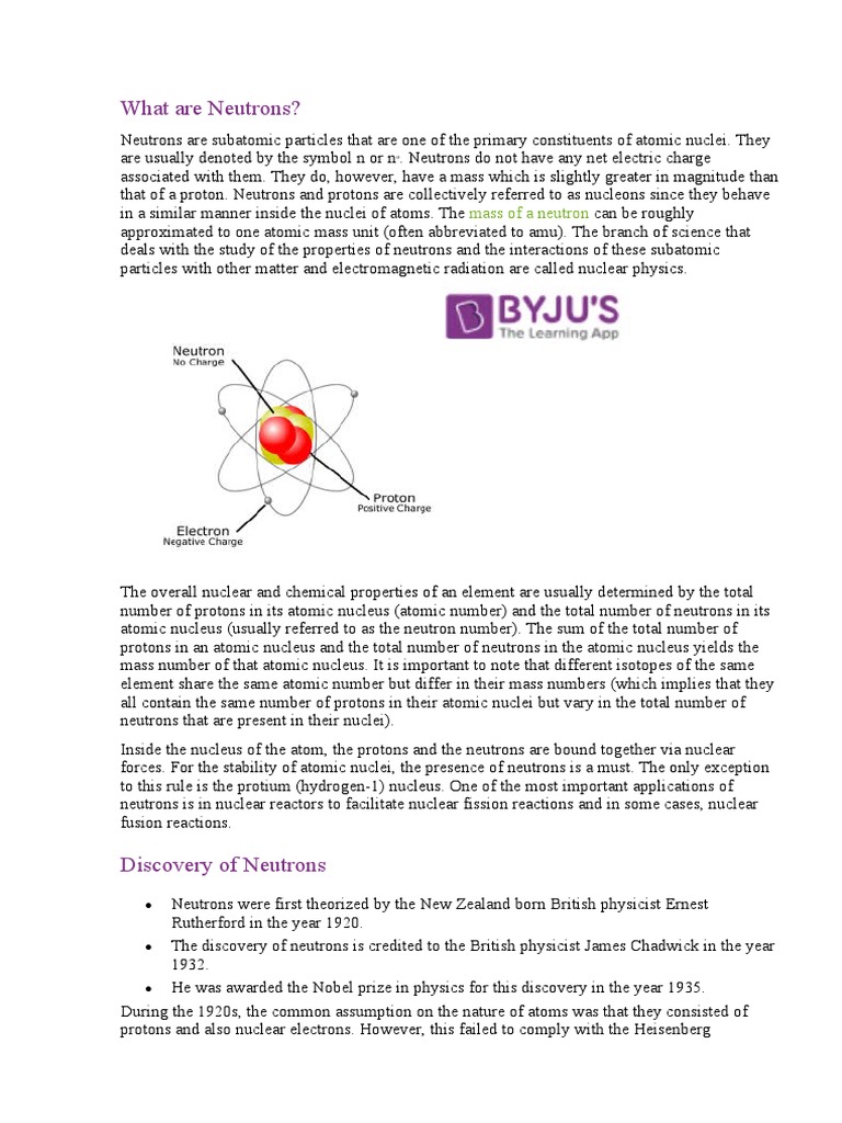 What Are Neutrons | PDF | Neutron | Atomic Nucleus