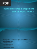 Human Resource Management Unit 1&2 QUIZ PART 1