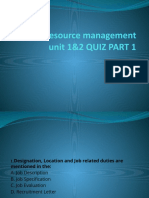 Human Resource Management Unit 1&2 QUIZ PART 1