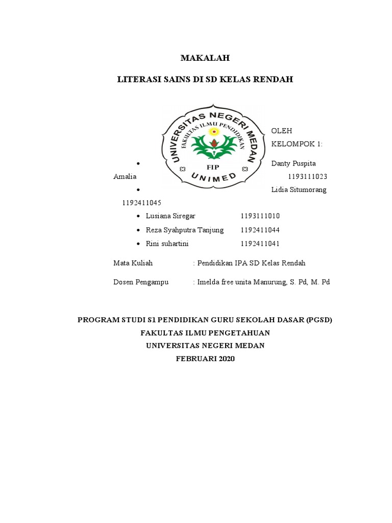 Literasi Sains untuk SD Kelas Rendah | PDF