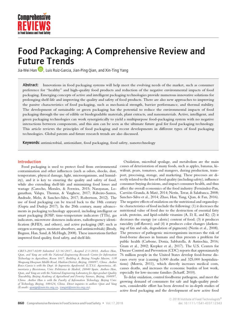 Food Packaging: A Comprehensive Review and Future Trends | PDF | Radio ...