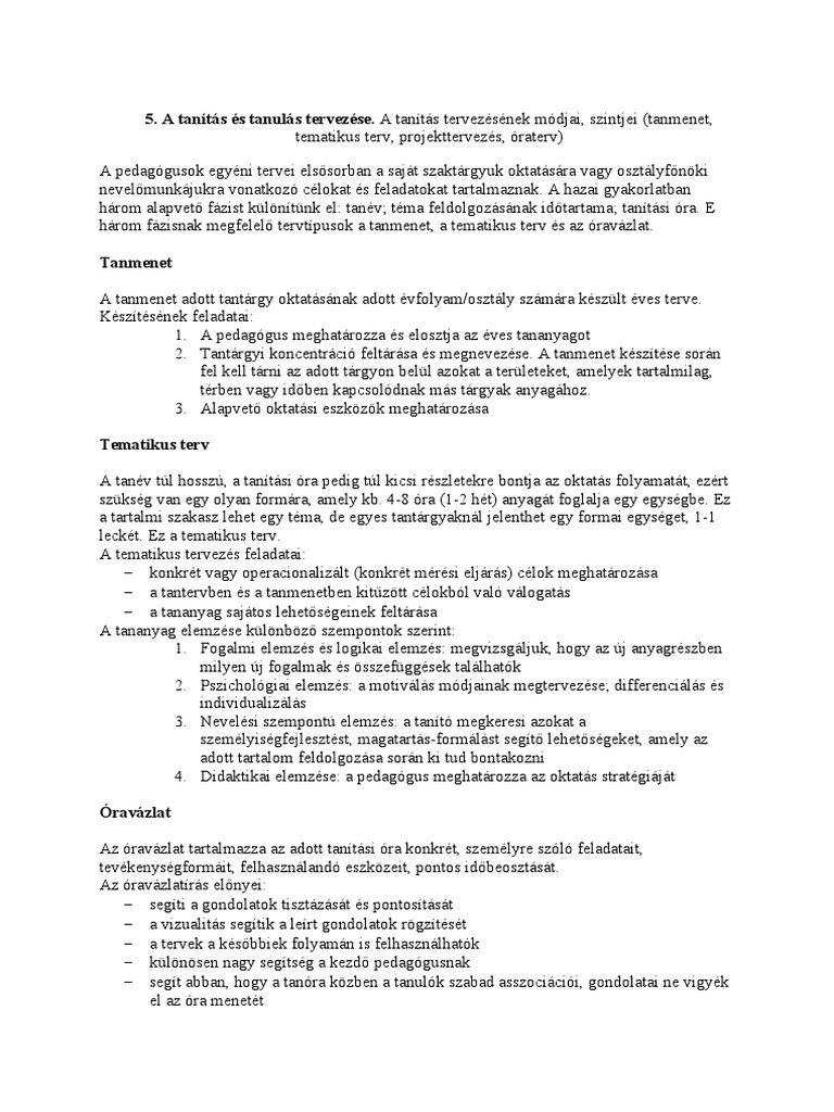 A Tanítás És Tanulás Tervezése | PDF