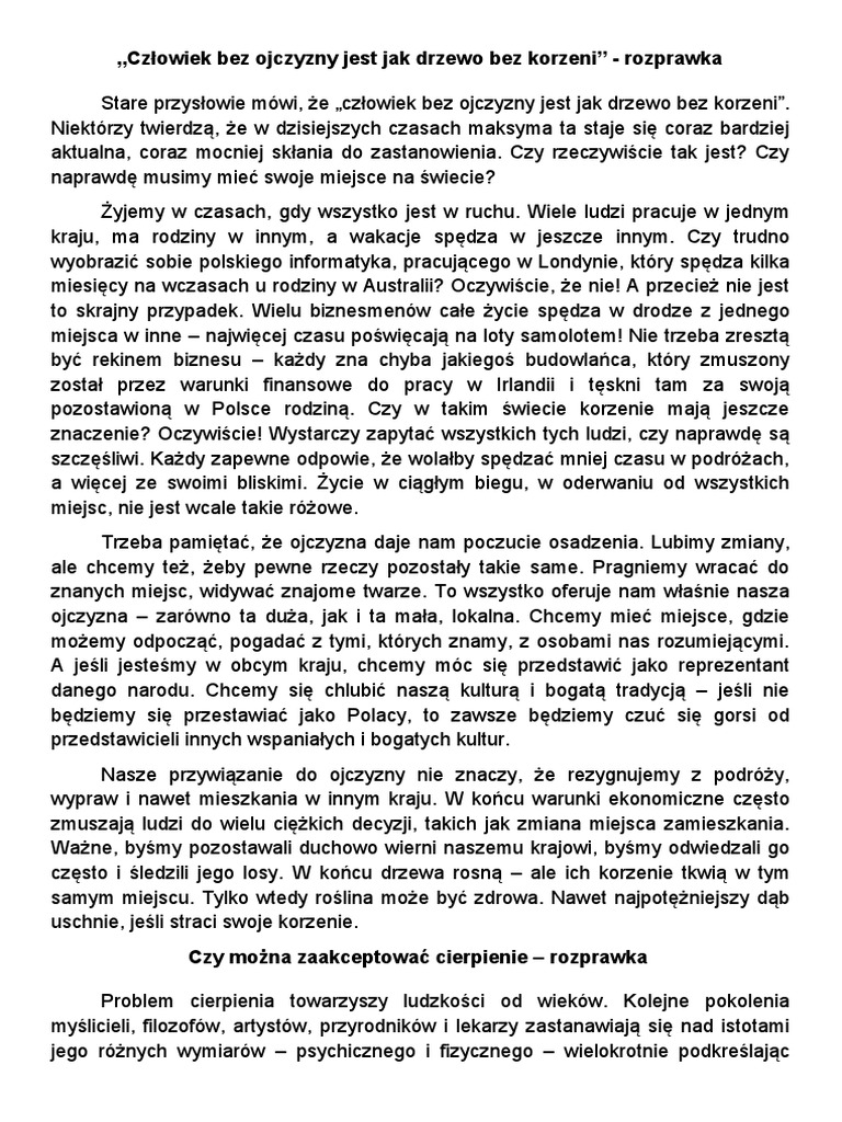 Nie Ma Winy Bez Kary Rozprawka Przykłady Z Literatury ROZPRAWKA - Przykłady | PDF
