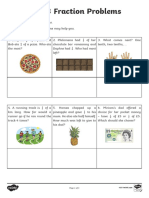 Year 3 Fraction Problems Activity Sheet