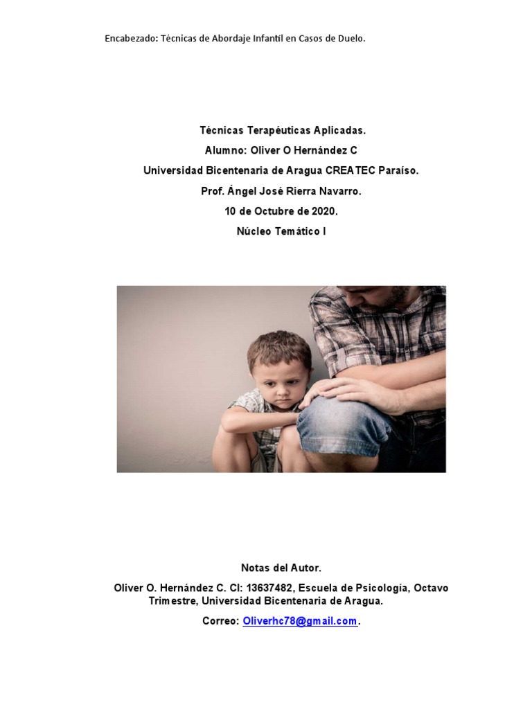 Técnicas de Duelo Infantil en Psicología | PDF | Dolor | Muerte