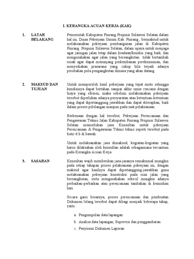 Kerangka Acuan Kerja Jalan (Kak)A4