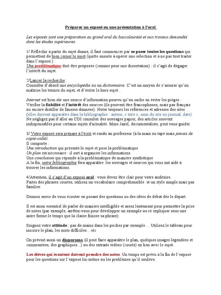 Préparer un exposé oral efficace | PDF | Lexique