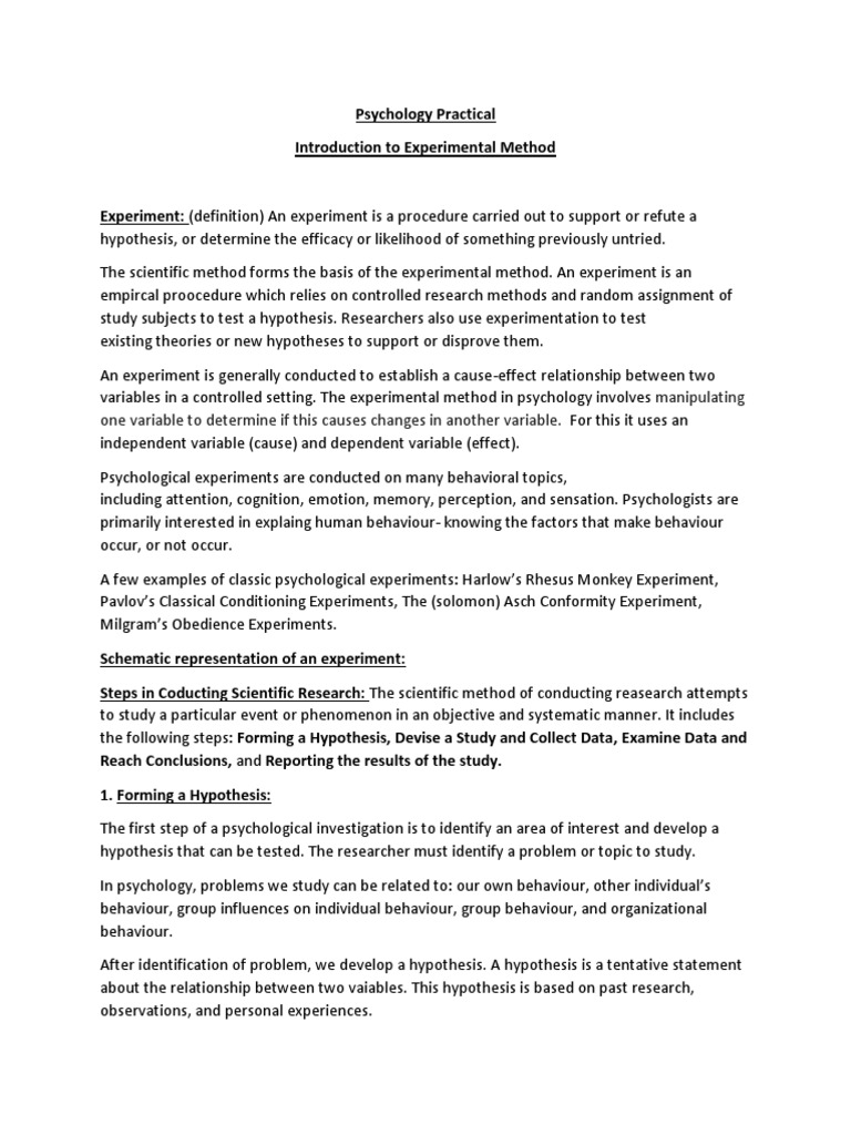 Experimental Psychology Methodology Guide | PDF