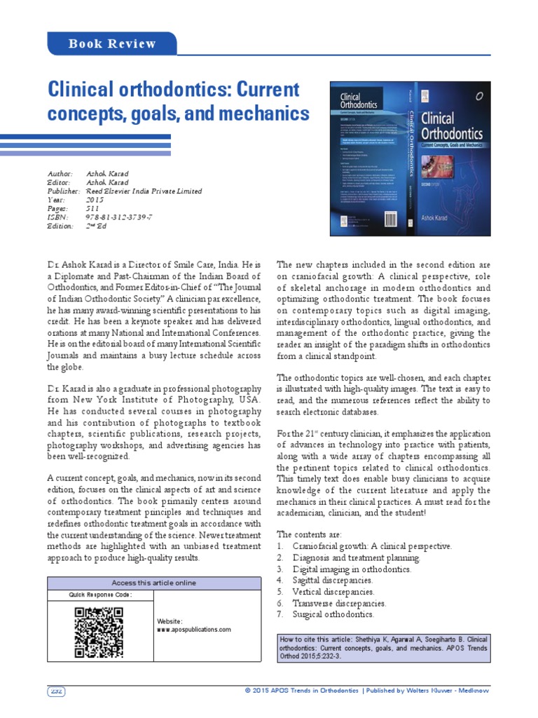 Clinical Orthodontics - Current Concepts, Goals, and Mechanics | PDF