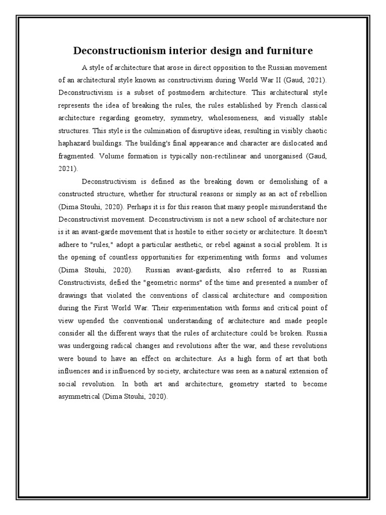 Deconstructivism in Design and Furniture | PDF
