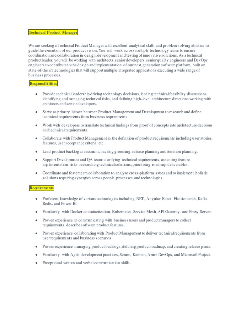 Technical Product Manager | PDF