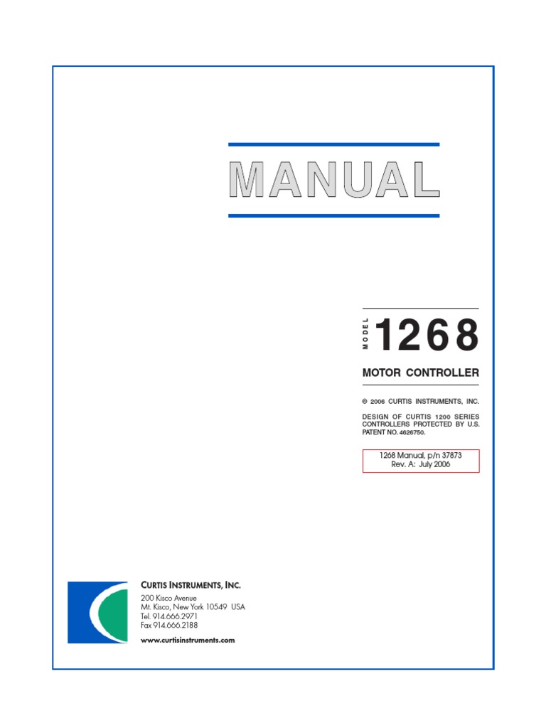 Curtis 1268 Controller Manual | PDF | Electric Motor | Relay