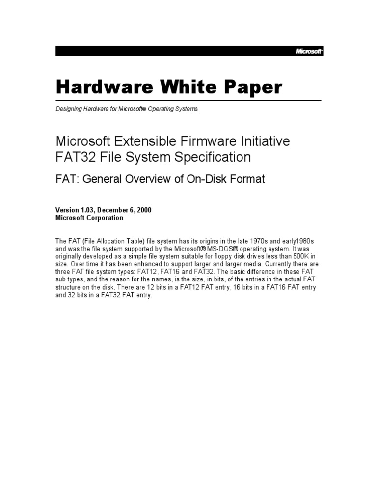 FAT32 File System Specification | PDF