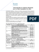 Intreruperi Programate in Zona Muntenia 14.11.2022 - 20.11.2022