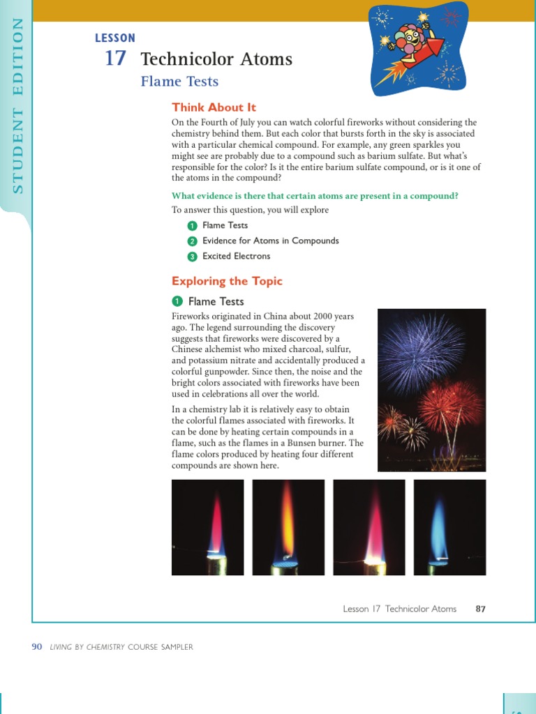 FLAME TESTS Lesson 17 Technicolor Atoms Sodium Sodium Chloride