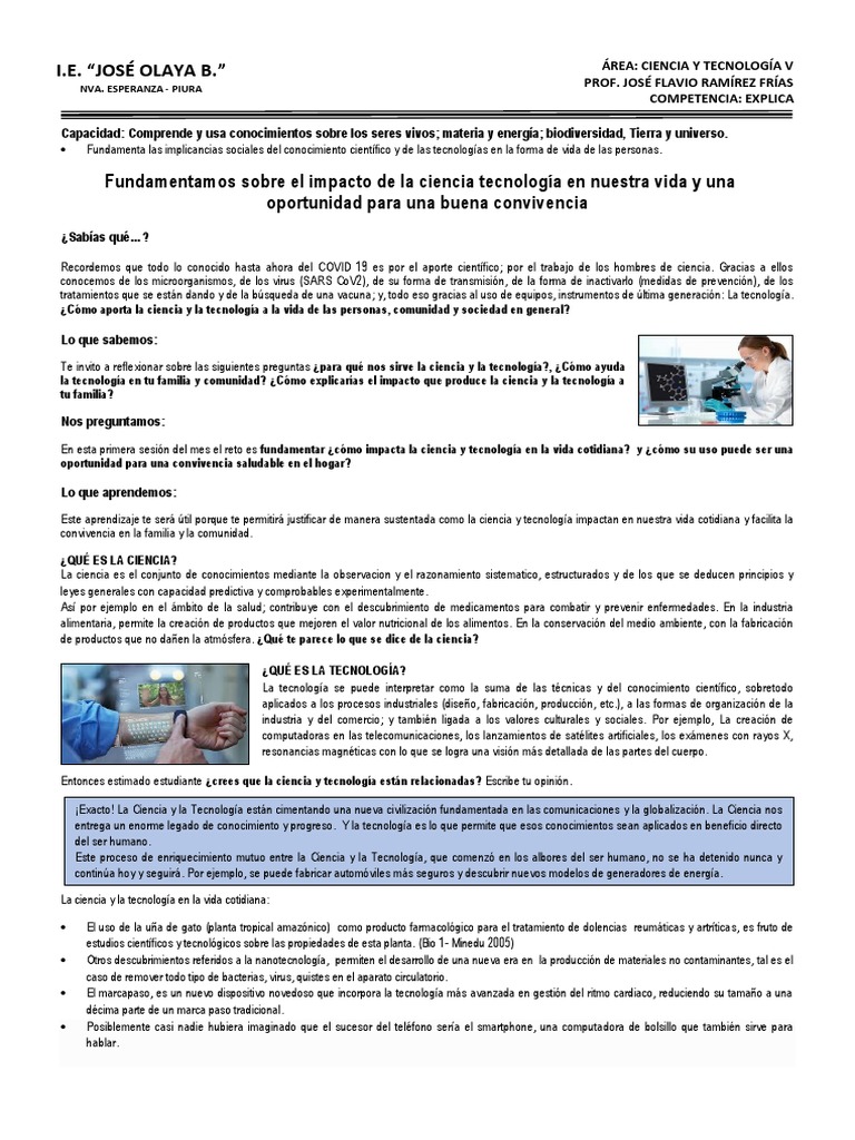 Impacto de Ciencia y Tecnología en la Vida Cotidiana | PDF | Science | Agua