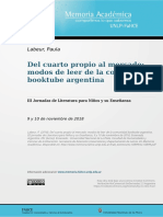 Labeur, P - Del Cuarto Propio Al Mercado-Modos de Leer de La Comunidad Booktube Argentina. III Jornadas de Literatura para Niños y Su Enseñanza