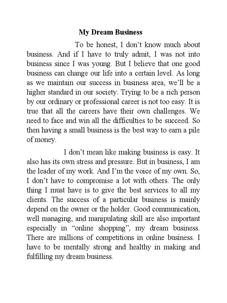 My Dream Business | PDF