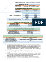 CALENDARIO DE EXÁMENES DEL SEGUNDO PARCIAL 2022-3