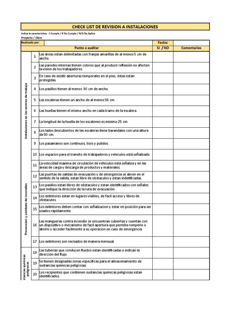 FMAG-SMA-01-01 C Check List de Revisión A Instalaciones | PDF