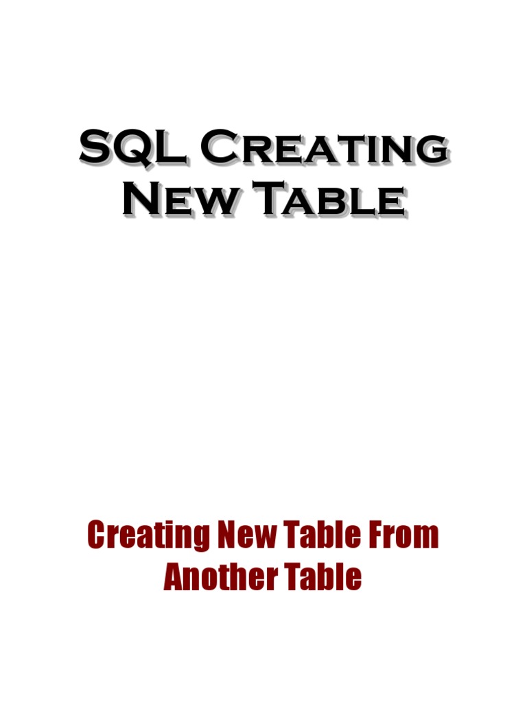 Create New Table Family