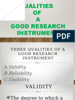 Qualities of A Good Research Instrument.. MTE 601