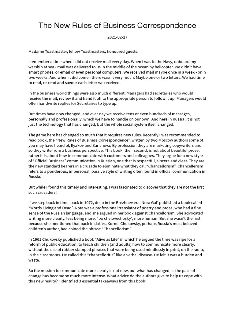 The New Rules of Business Correspondence PDF Mail