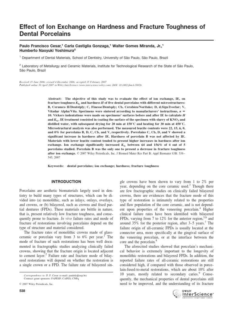 The Effect of Ion Exchange Treatment on the Hardness and Fracture
