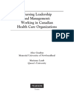 Nursing Leadership and Management Working in Canadian Health Care Organizations
