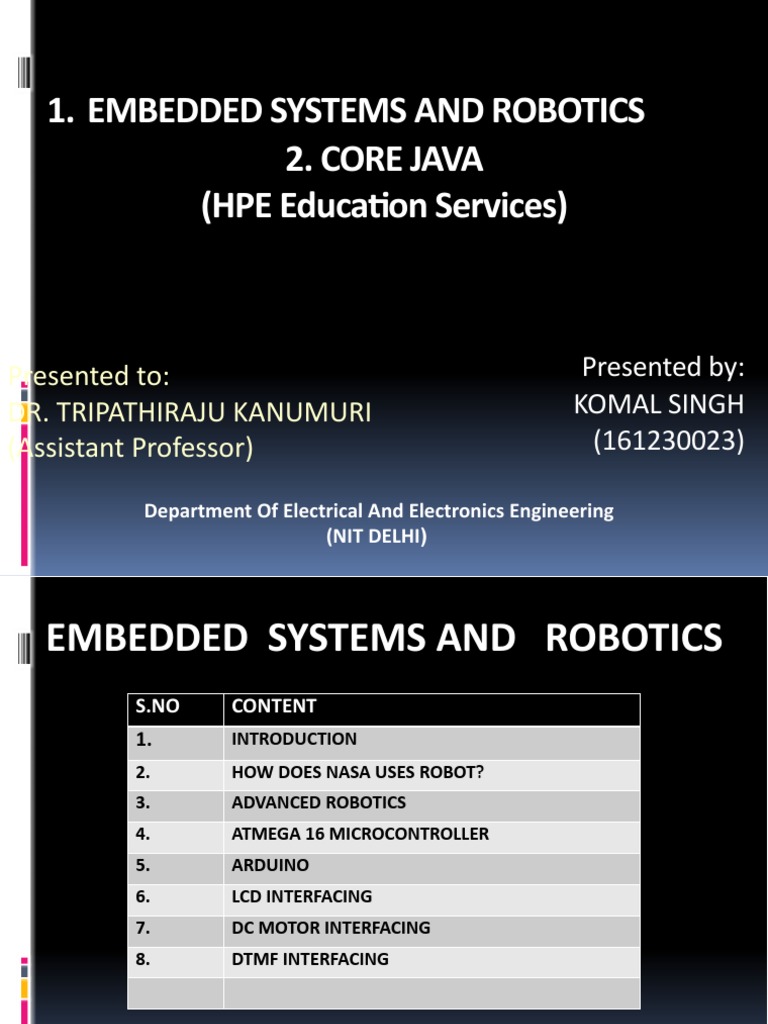 Embedded Systems and Robotics 2. Core Java (HPE Education Services ...