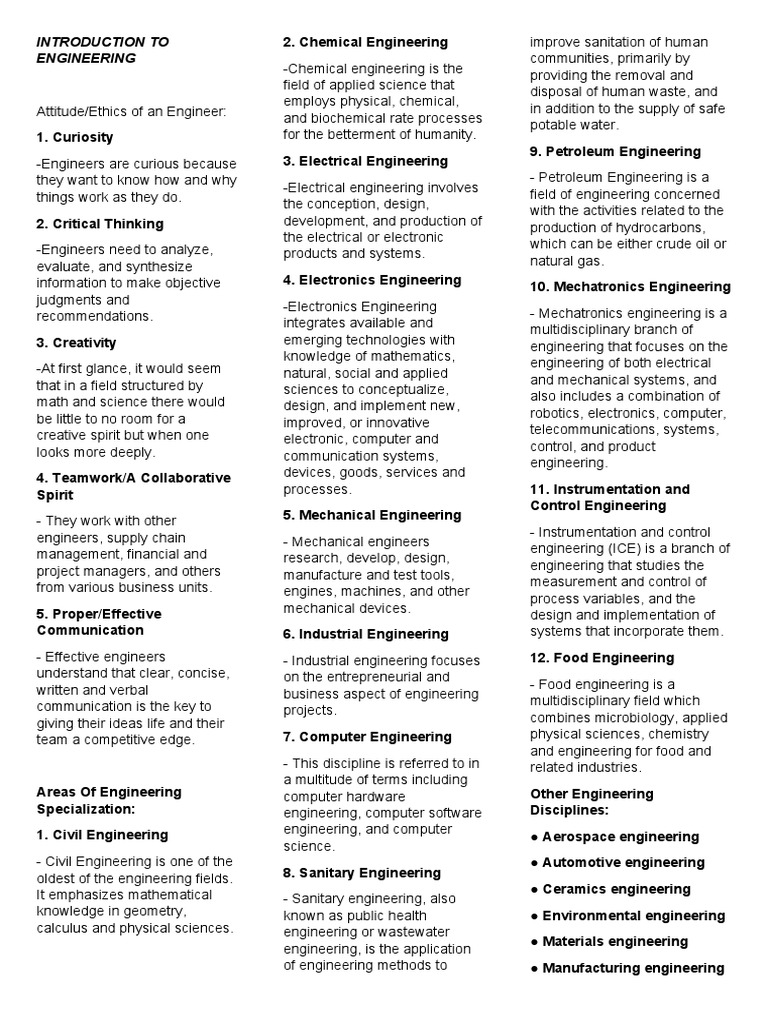 Introduction To Engineering | PDF | Engineering | Science