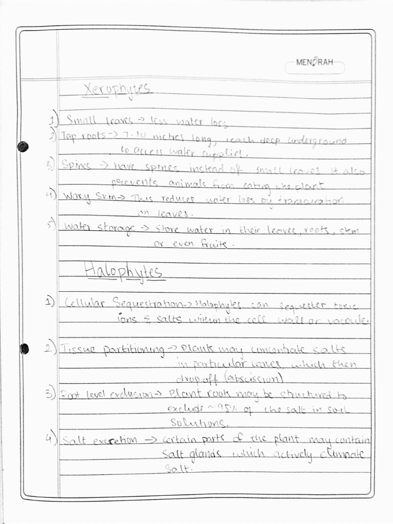 Xerophytes and Halophytes Adaptations PDF