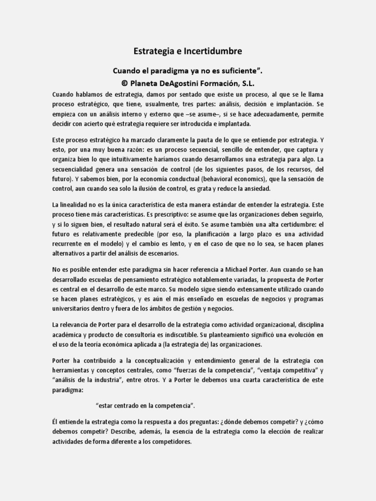 Estrategia e Incertidumbre | PDF | Planificación estratégica ...