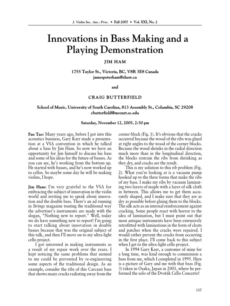 Innovations in Bass Making Techniques | PDF | Double Bass | String ...