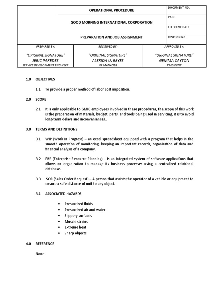 Preparation and Work Assignment | PDF | Enterprise Resource Planning ...
