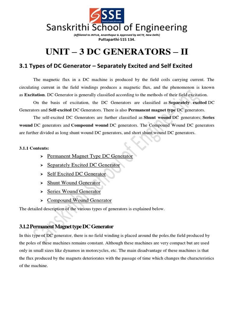 3.types of Generators PDF Electric Generator Direct Current
