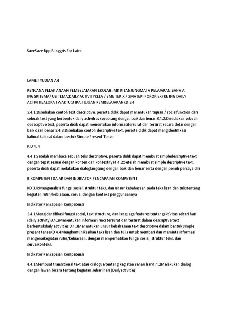 RPP Daily Routine | PDF