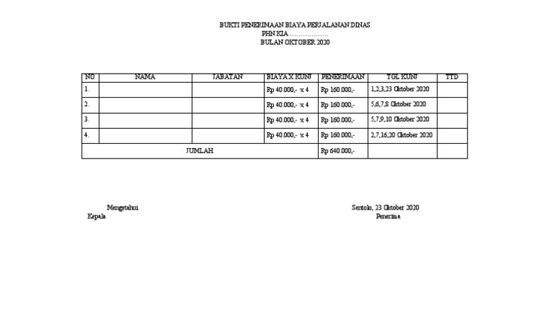 Bukti TRANSPORT PERJALANAN DINAS | PDF