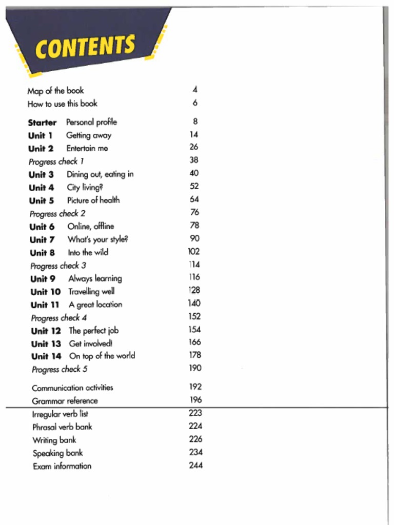 SB Contents To Unit 5 PDF
