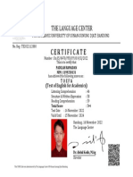 TOEFA Certificate for Padilah Ramadan from State Islamic University of Sunan Gunun Djati