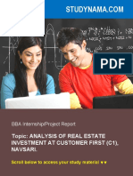 Analysis of Real Estate Investment at Navasari - BBA Finance Summer Training Project Report