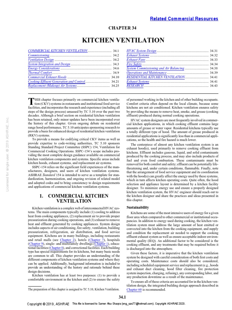 ASHRAE 2019 Handbook HVAC Applications (SI) Chapter 34 Kitchen